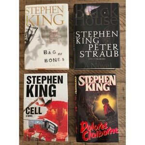 Lot of 4 Stephen King Hardcover Books Novels Bones Cell Dolores Claiborne